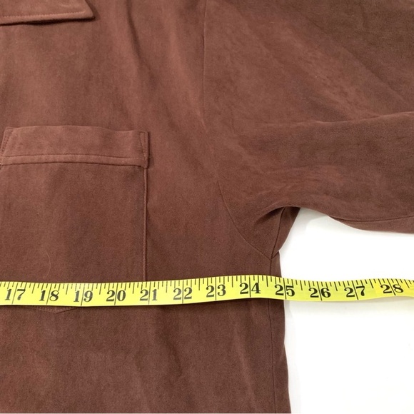 Vintage “Martini Time" embroidered brown ultra suede S/S party shirt- XXL - Picture 9 of 13